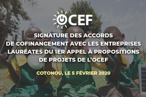 Signature des accords de cofinancement avec les entreprises lauréates du 1er appel à propositions de projets de l’OCEF