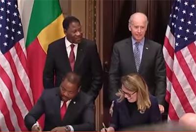 Cérémonie de signature du compact de MCA-Bénin II à Washington